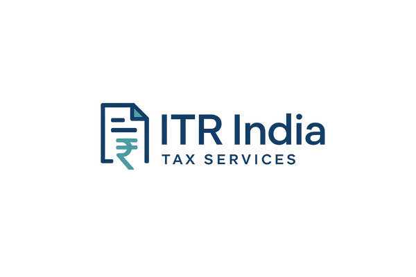 Modern sleek logo for ITR India with clean typography and minimalist design in deep blue with teal accent